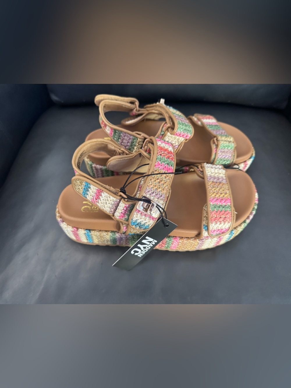 Madden NYC Multicolor Striped Women’s Comfort Sandals - Picture 3 of 6